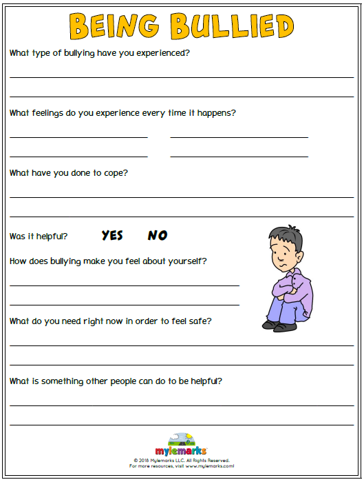 Bullying Worksheets For Kids And Teens