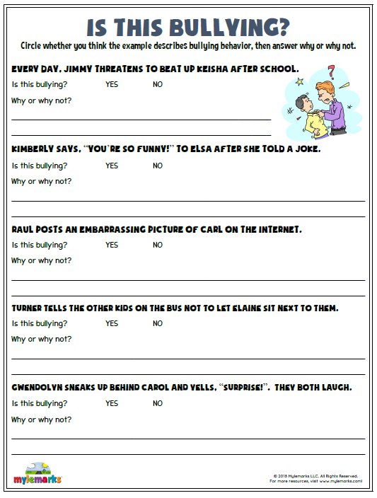 Free Printable Worksheets About Bullying
