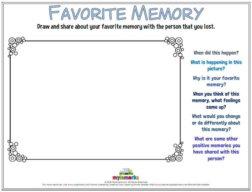 Grief And Loss Worksheets For Kids And Teens