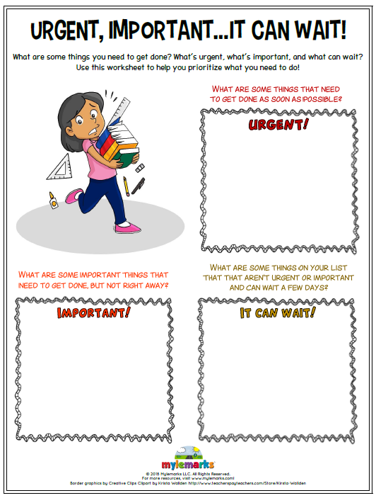 Time Management Worksheets for Kids and Teens!
