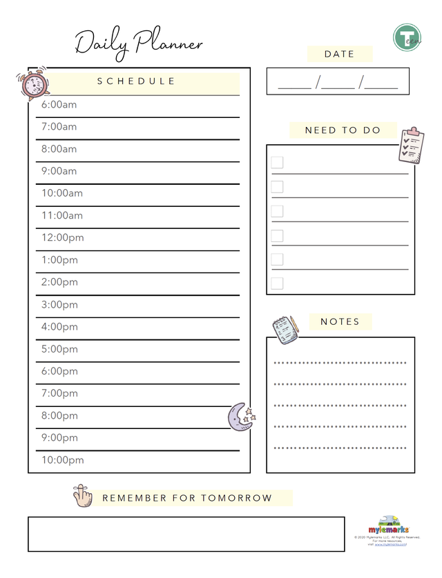Time Management Worksheets For Kids And Teens