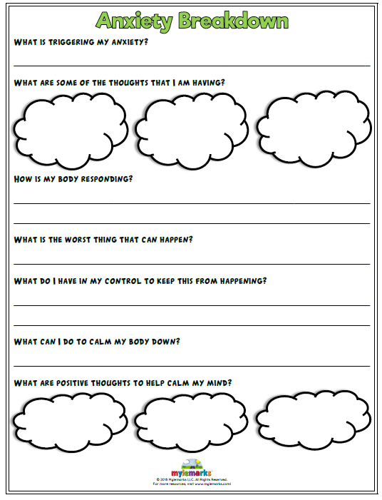 anxiety worksheets for kids and teens