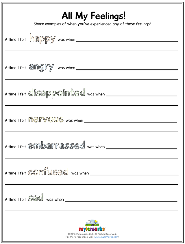 Feelings and Emotional Regulation Worksheets for Kids and Teens