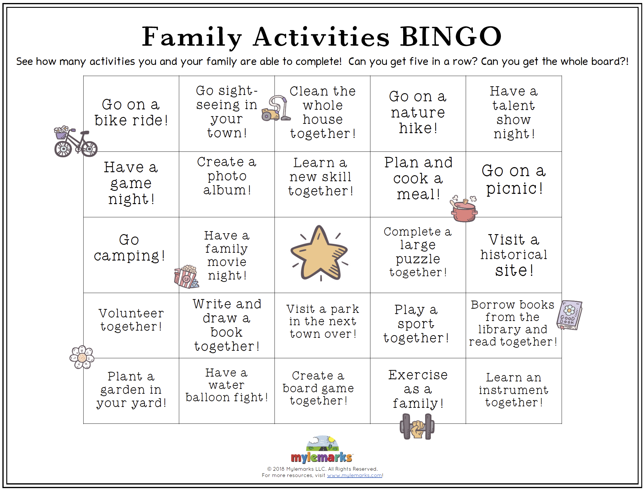 Bingo Activity Sheet