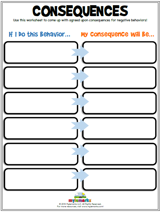 Free Printable Actions And Consequences Worksheets
