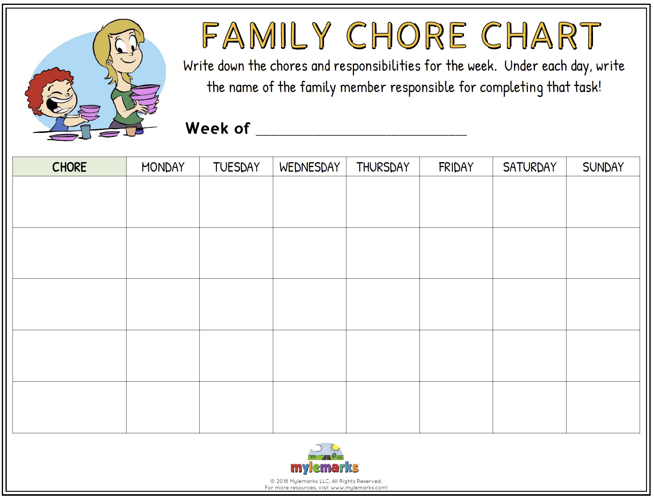 Free Printable Family Chore Chart Printable Templates