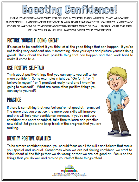 self esteem and confidence building worksheets for kids