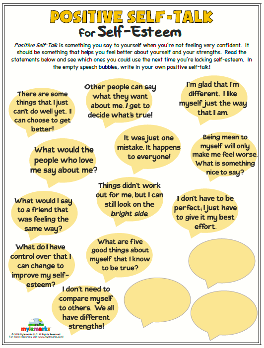 self esteem and character building worksheets for kids and teens